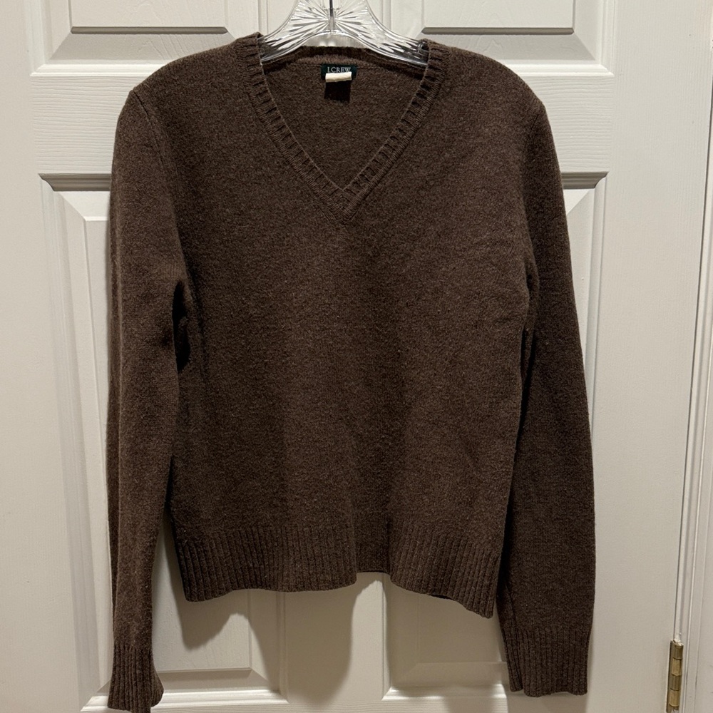 J. Crew V-Neck Sweater in Deep Brown